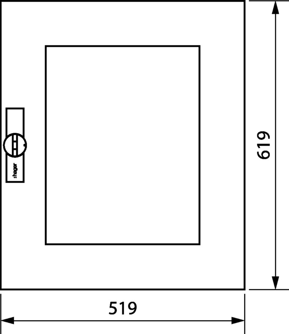 Ajtó átlátszó fehér porszórt acél IP44 519mmx 619mmx Univers Hager