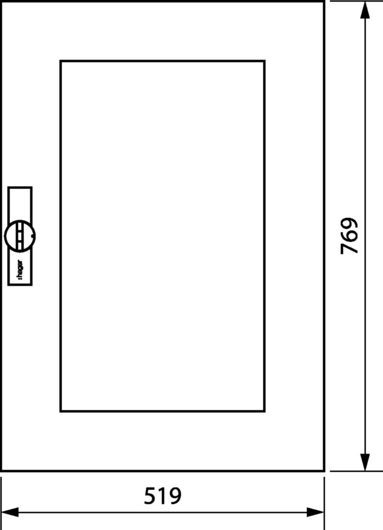 Ajtó átlátszó fehér porszórt acél IP44 519mmx 769mmx Univers Hager
