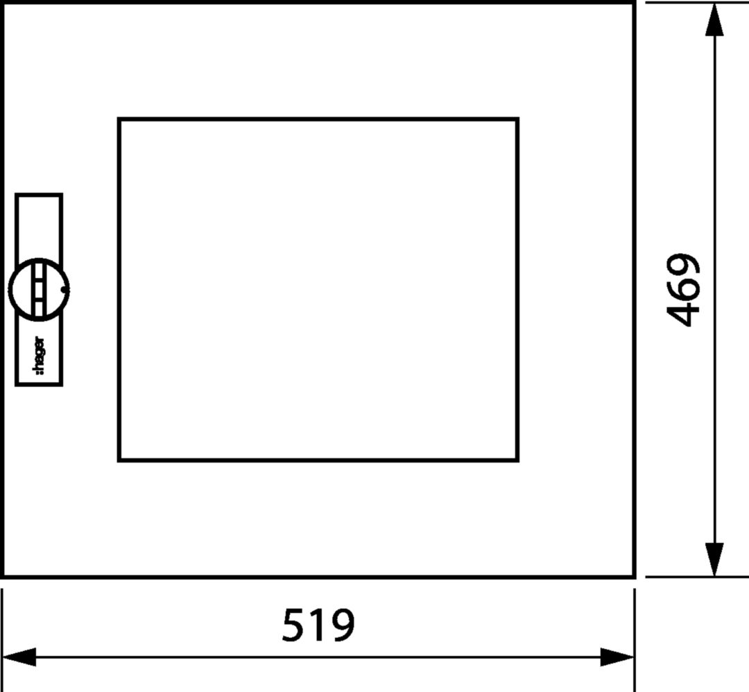 Ajtó átlátszó fehér porszórt acél IP44 519mmx 469mmx Univers Hager