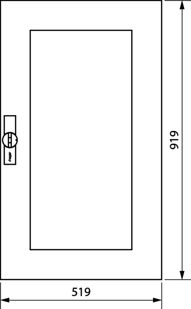 Ajtó átlátszó fehér porszórt acél IP44 519mmx 919mmx Univers Hager