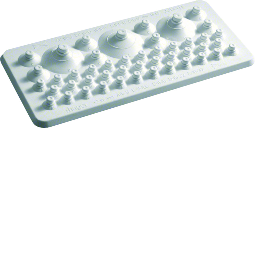 Kábelbevezető gumis vakfedél kezeletlen műanyag 220mm x 15mm x 104mm Univers Hager