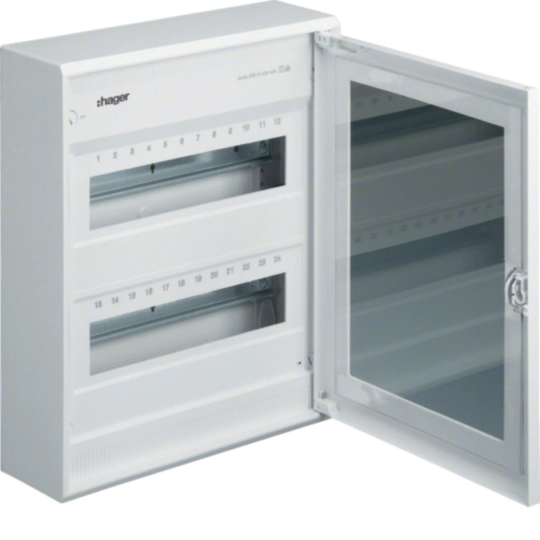 G44049010 - Anbauverteiler 24 Teilungseinheiten mit Klarsichttür aus Polystyrol in reinweiß