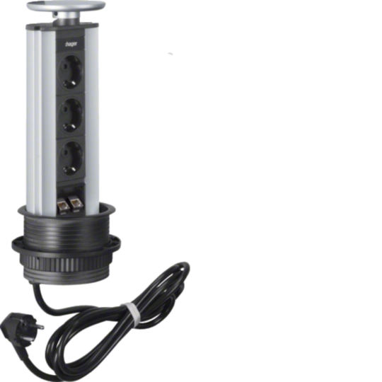 G7045ANT - Pop-Up 3x Schucko, 2xRJ45 Kat.5, Lock Silver