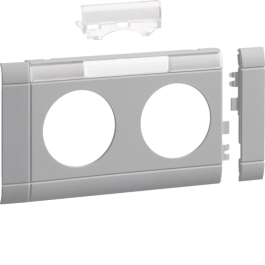 GB080217035 - Blende 2-fach Steckdose zu Oberteil 80mm beschriftbar anreihbar hfr lichtgrau