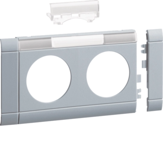GB08021LAN - Blende 2-fach Steckdose zu Oberteil 80mm beschriftbar anreihbar hfr alu