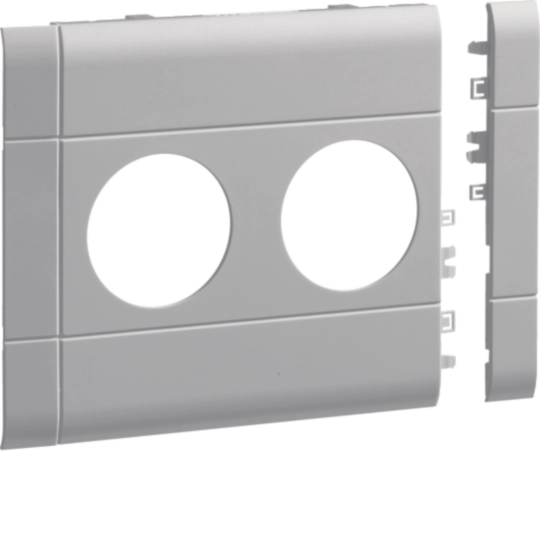 Blende 2-fach Steckdose zu BR 120mm anreihbar halogenfrei lichtgrau