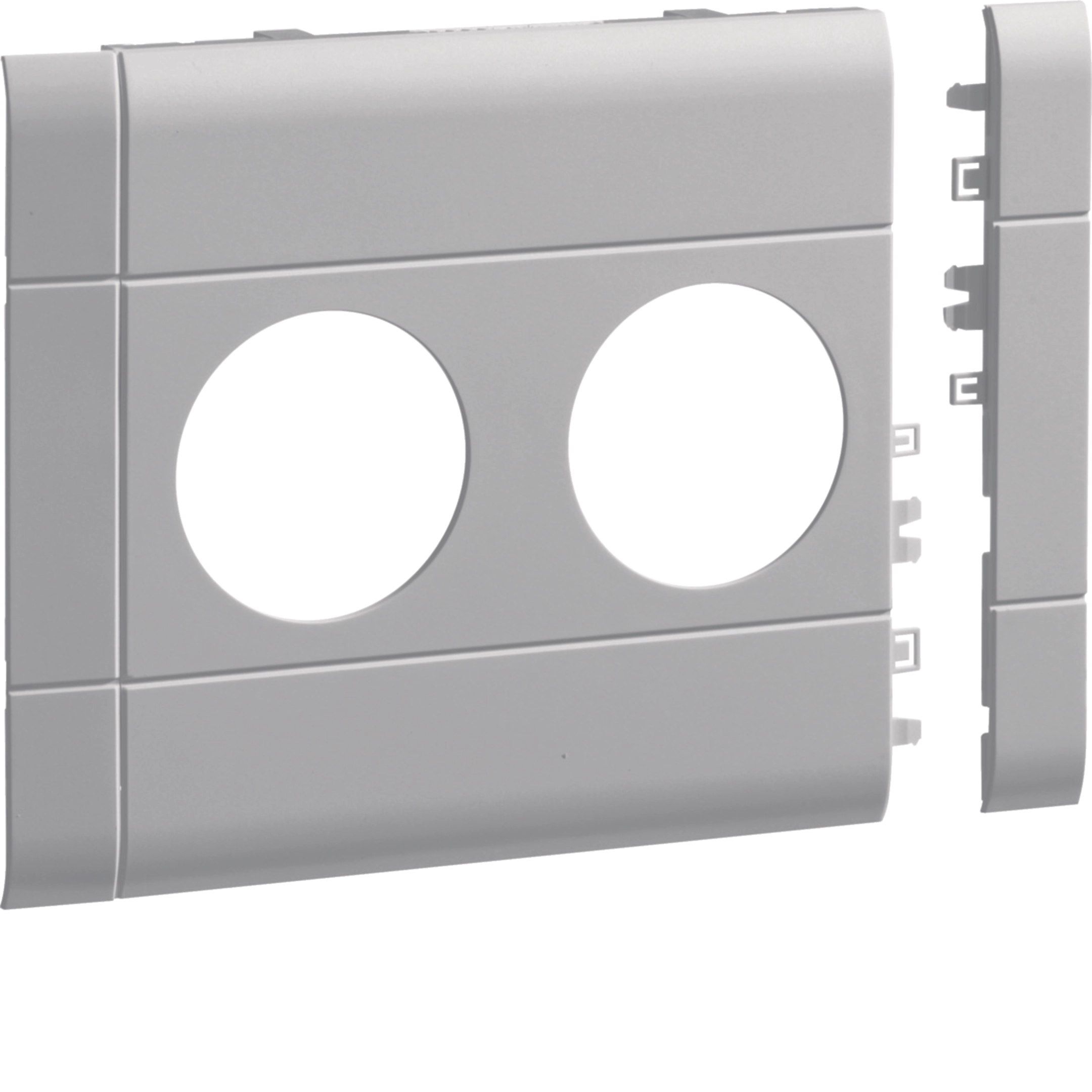 Blende 2-fach Steckdose zu BR 120mm anreihbar halogenfrei lichtgrau