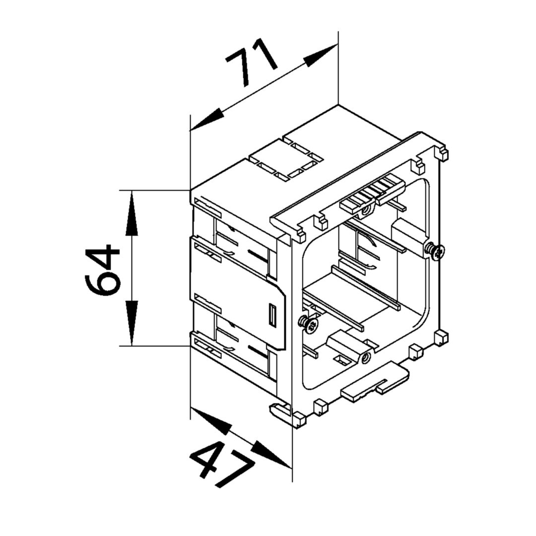 Parapetcsatorna beépítődoboz C-profil műanyag 1-egység 60mm-szerelési távolság teli BR Hager