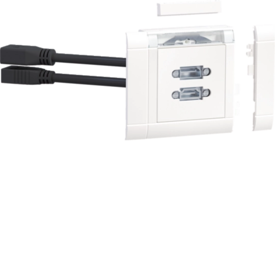 GMSET069016 - HDMI en displaypoort contactdoos met afdekking en kabel, verkeerswit