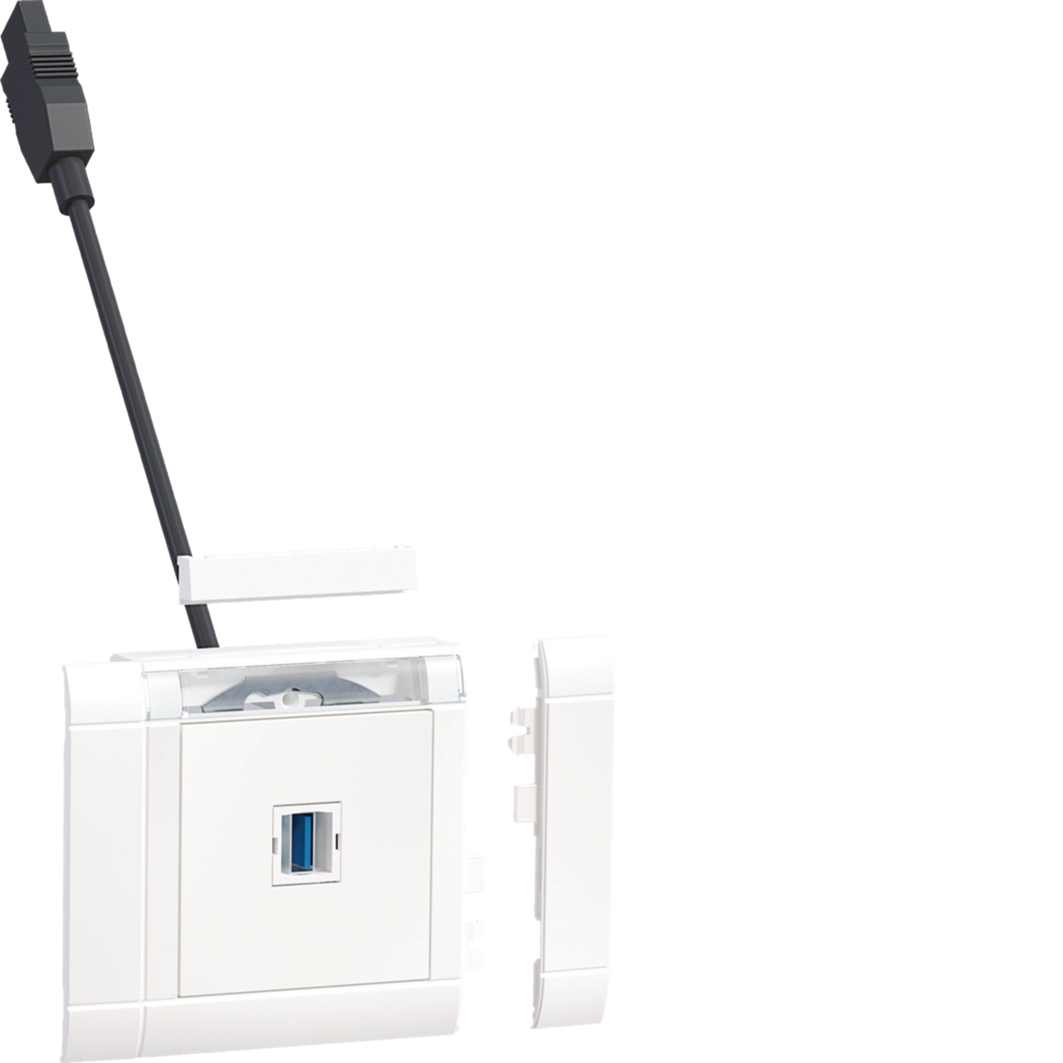 Multimedia-Anschlussset für USB3 Typ A frontrastend verkehrsweiß