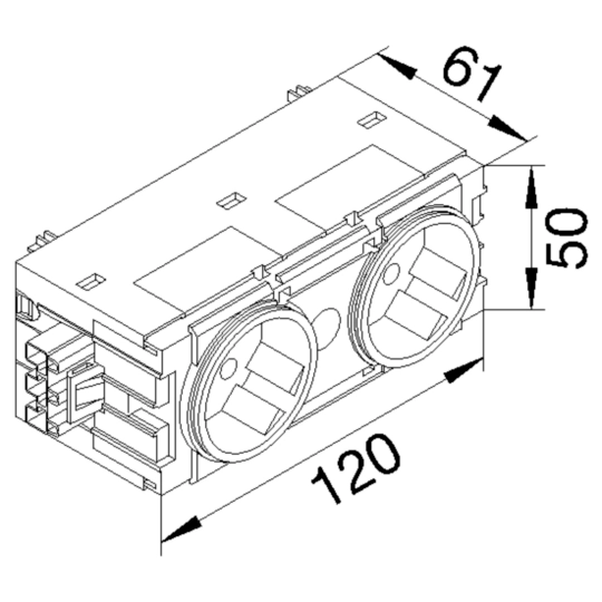 GS20103020 - Steckdose 2-fach 45° mit Wago Steck-/Klemmtechnik C-Profil in verkehrsrot