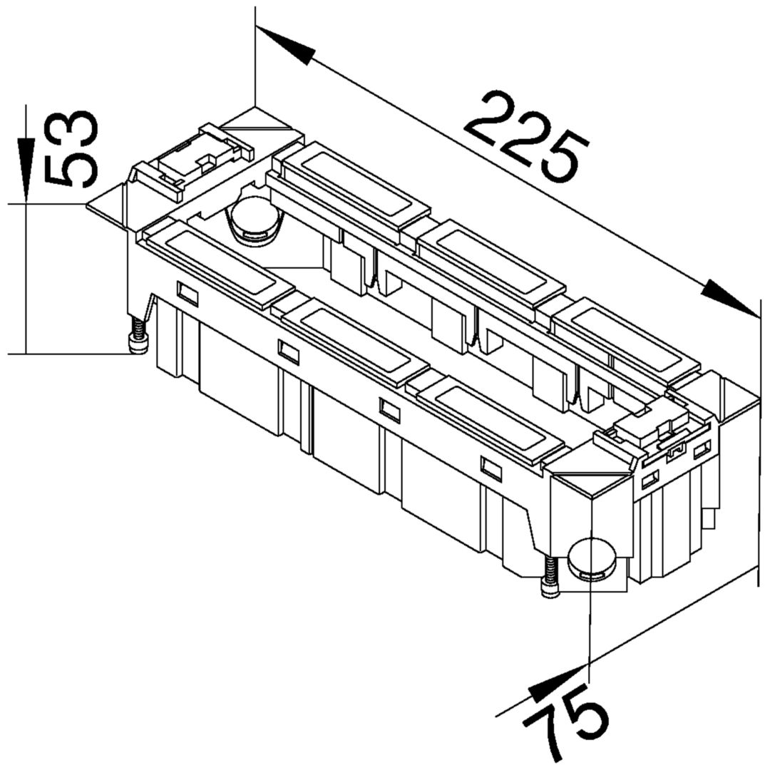 Készülékkehely padlódobohoz 4-modul 4-kábelvebezető 225mm 75mm x 53mm BKB/UK Hager