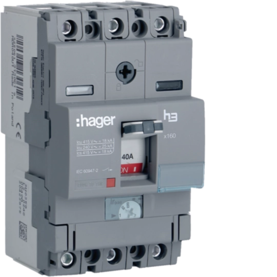 HDA040U - Moulded Case Circuit Breaker h3 x160 TM ADJ 3P3D  40A 18kA CTC