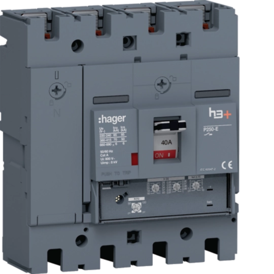 HET041GR - Disjoncteur Boitier Moulé h3+ P250 LSNI 4P In40A Icu70kA à plage