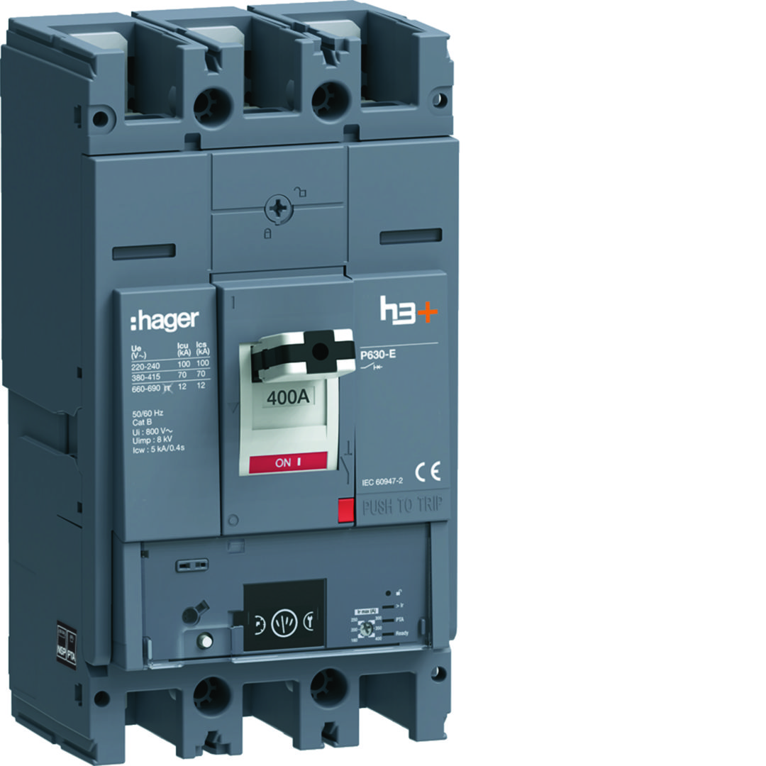 Kompakt megszakító Energy-kioldóval 3P fix 400A 70kA 218.4-4000A 220-690V HEW Hager