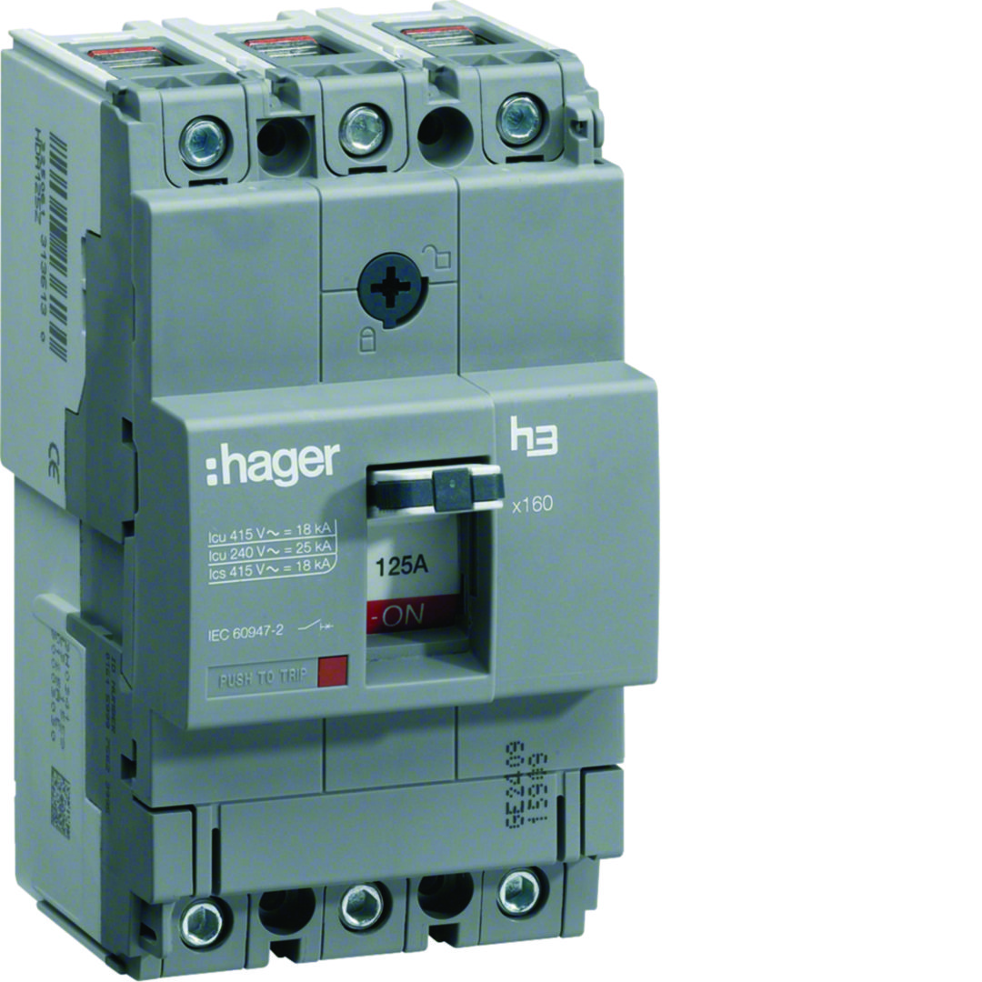 Kompakt megszakító TM-kioldóval 3P fix 100A 63-100A-hő 25kA 1500A-zárlati 220-415V HHA Hager