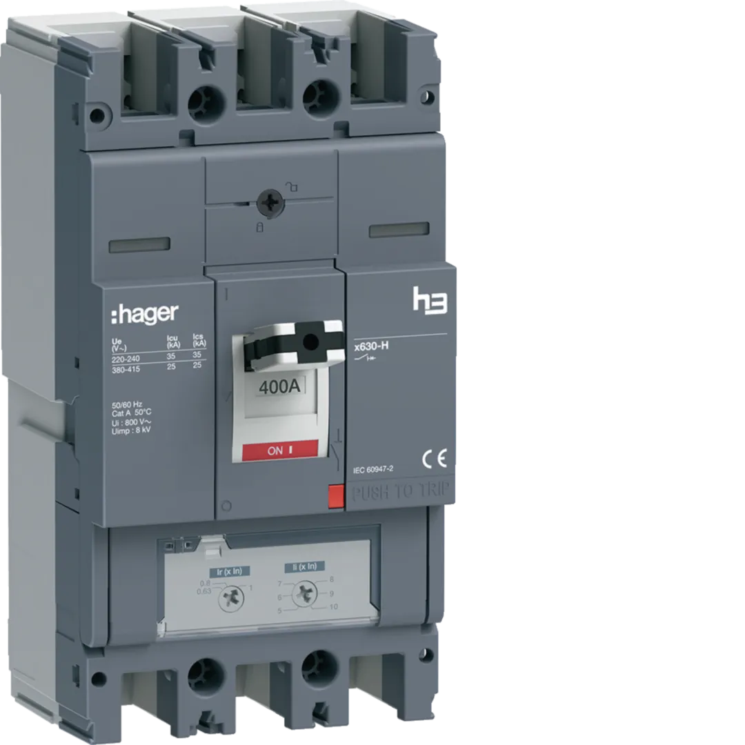 HHJ400DR - Moulded Case Circuit Breaker h3 x630 TM ADJ 3P3D 400A 25kA FTC