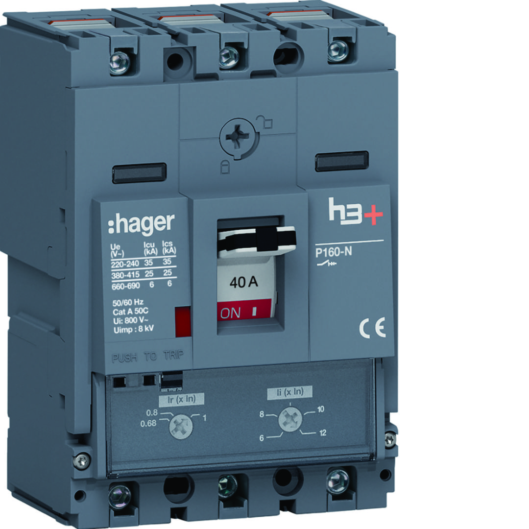 Kompakt megszakító TM-kioldóval 3P fix 40A 25-40A-hő 25kA 240-480A-zárlati 220-690V HHS Hager