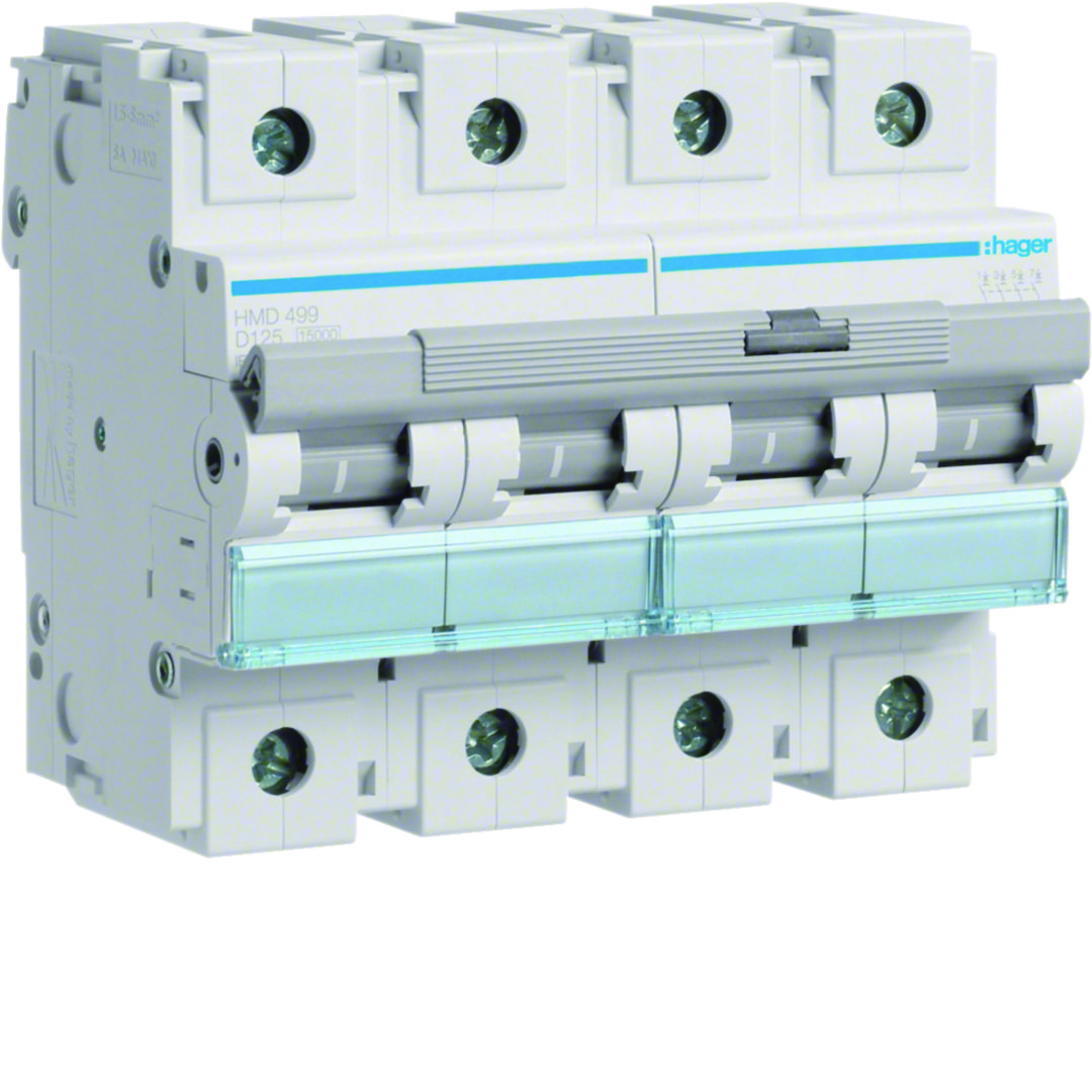 Kismegszakító 4P 125A D-jelleg 415V AC 15kA/60898 15kA/60947 HMD Hager