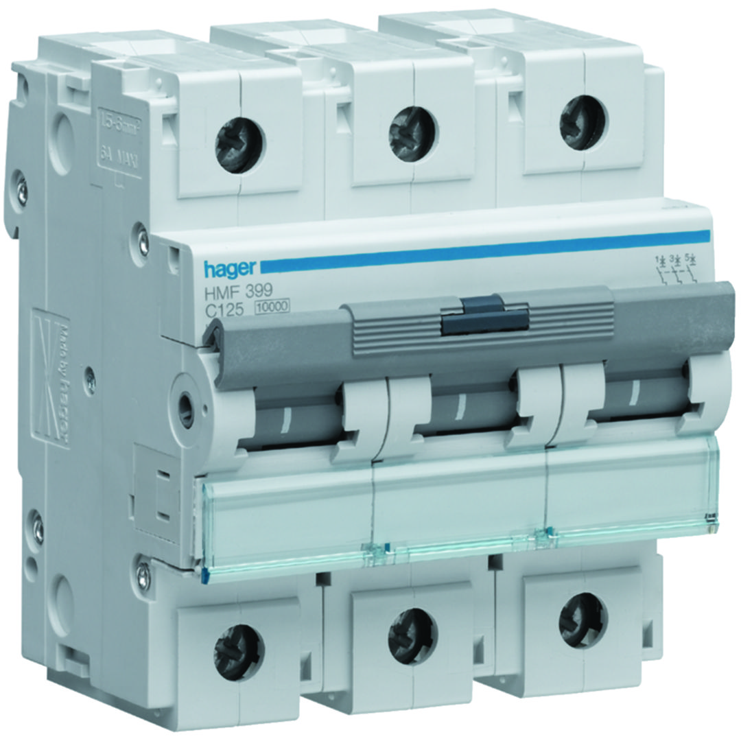 Kismegszakító 3P 125A C-jelleg 415V AC 15kA/60898 15kA/60947 HMF Hager