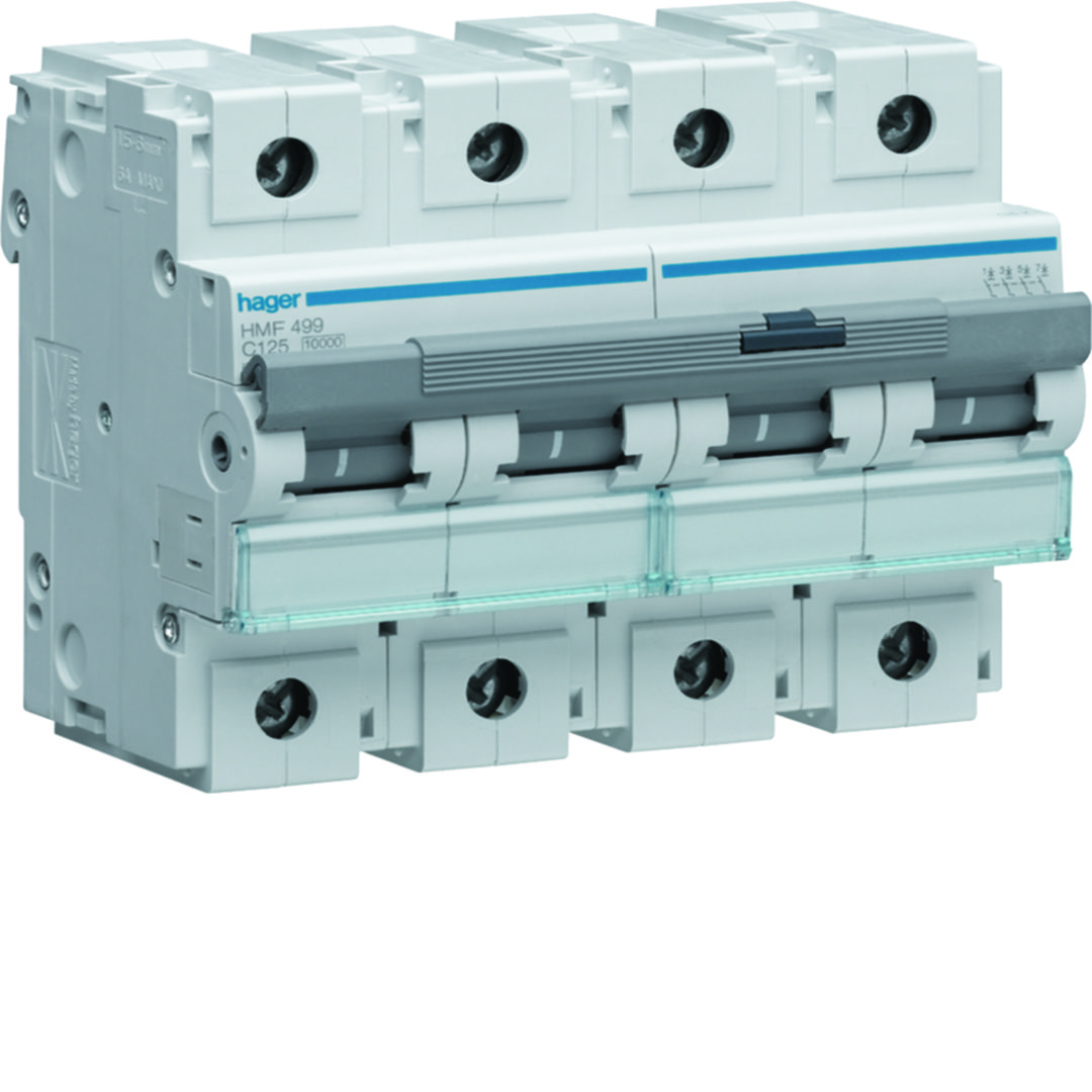 Kismegszakító 4P 125A C-jelleg 415V AC 10kA/60898 10kA/60947 HMF Hager