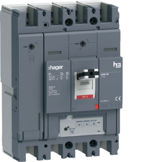 HMJ251GR - Leistungsschalter h3 x630 LSnI 4P4D N0-50-100% 250A 50kA FTC