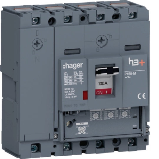 HMS101GC - Disjoncteur Boitier Moulé h3+ P160 LSNI 4P In100A Icu50kA à cage