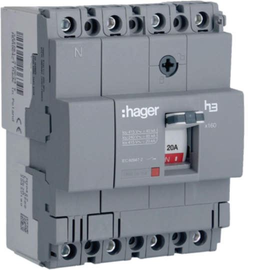 HNA021Z - Moulded Case Circuit Breaker h3 x160 TM FIX 4P4D  20A 40kA CTC