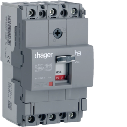 HNA063Z - Moulded Case Circuit Breaker h3 x160 TM FIX 3P3D 63A 40kA CTC