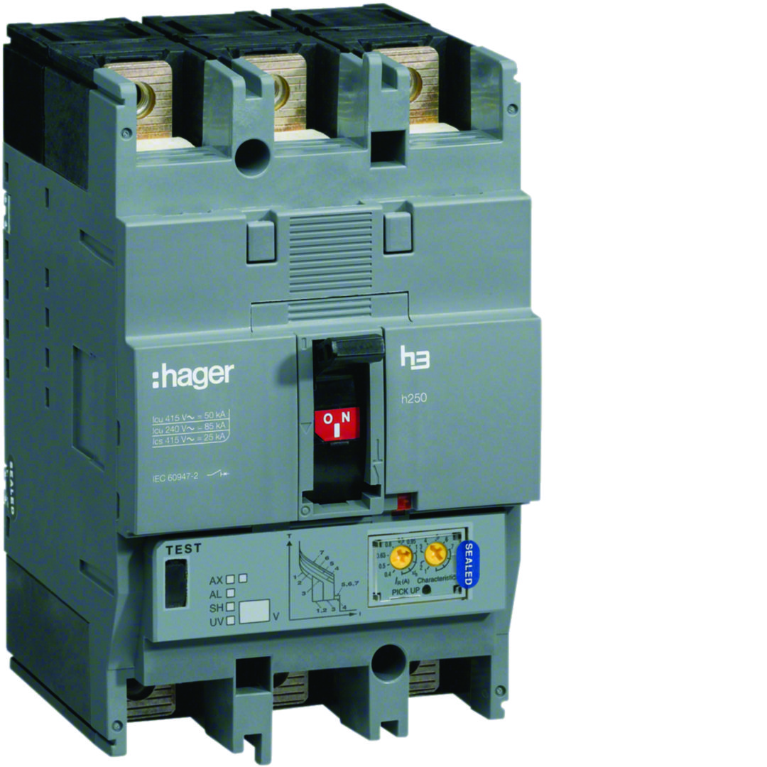 Kompakt megszakító LSI-kioldóval 3P fix 125A 50-125A-hő 50kA 700-1625A-zárlati 220-690V HNCH Hager