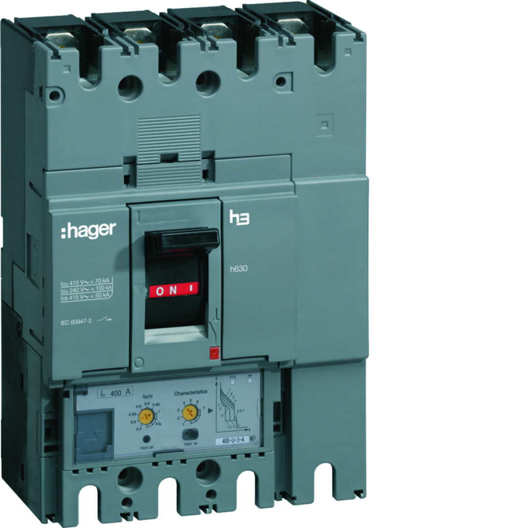 Kompakt megszakító LSI-kioldóval 4P fix 400A 160-400A-hő 50kA 2240-5200A-zárlati 220-690V HNDH Hager