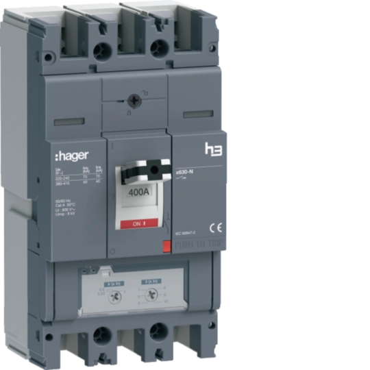 HNJ400DR - Kompaktní jistič h3+ x630 TM 40 kA, 3-pólový, In 400 A
