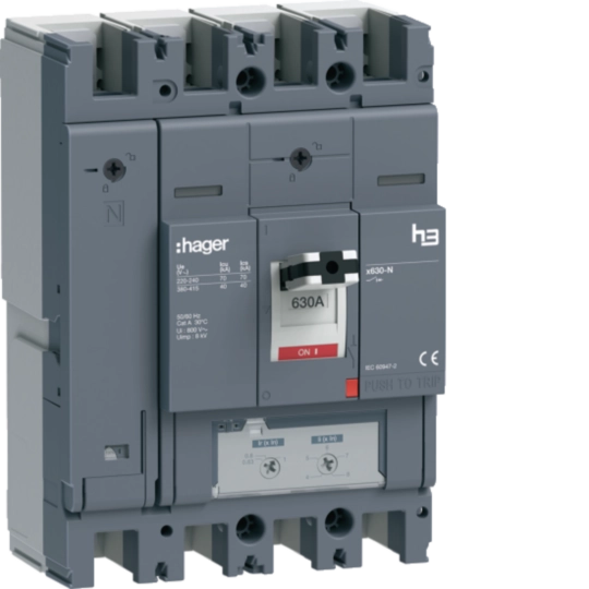 HNJ631DE - Leistungsschalter h3 x630 TM ADJ 4P4D N0-100% 630A 40kA FTC