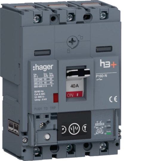 HNS040NC - Vermogensautomaat h3+, P160 Energy 3P3D 40 A 40 kA, kooiklemmen