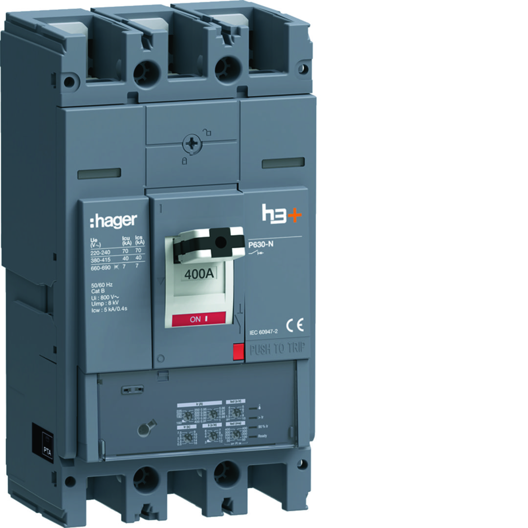 Kompakt megszakító LSI-kioldóval 3P fix 400A 40kA 218.4-4000A 220-690V HNW Hager