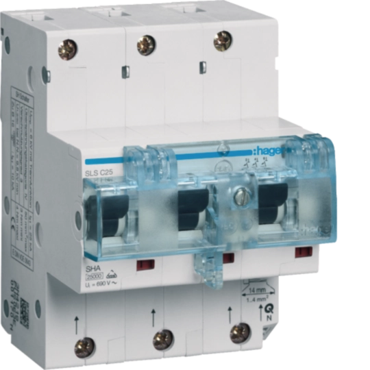 HTN325C - SLS Schalter 3 polig Cs-Charakteristik 25A für Hutschienenmontage