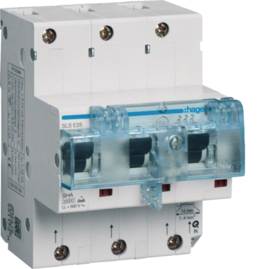 HTN325E - SLS-Schalter 3 polig E-Charakteristik 25A für Hutschienenmontage