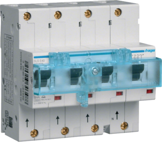 HTN640E - SLS-Schalter 4 polig 3P+N E-Charakteristik 40A für Hutschienenmontage