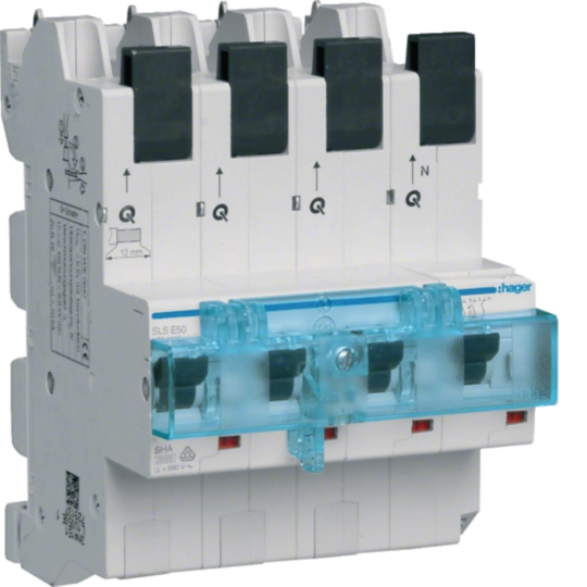 HTS650E - SLS-Schalter 4 polig 3P+N E-Charakteristik 50A für Sammelschiene QuickConnect