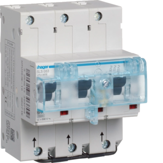 HTU363E - SLS-Schalter 3 polig E-Charakteristik 63A für Hutschienenmontage US