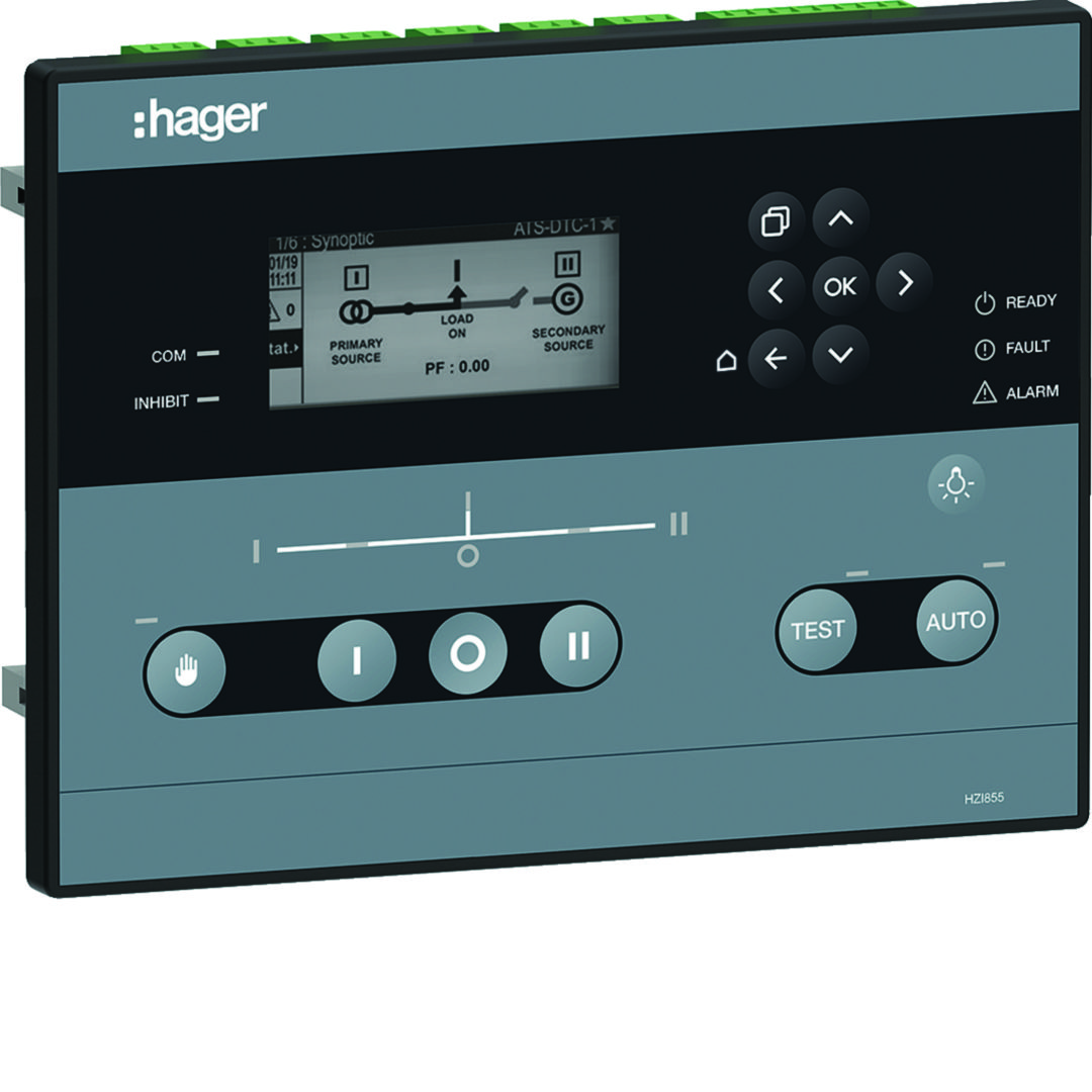 Automatikus átkapcsoló és LCD vezérlőpanel HIB/MCCB-hez előlapba MODBUS RTU 200x180x64mm  HZI Hager
