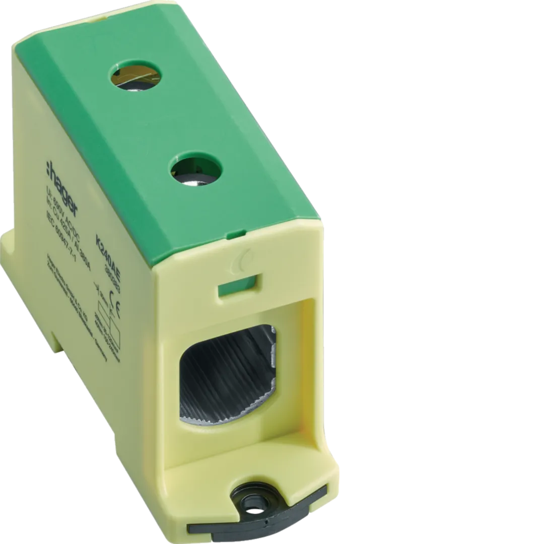 K240AE - Anschlussklemme für Aluminium und Kupferleitungen, 35mm²-240mm², grün gelb