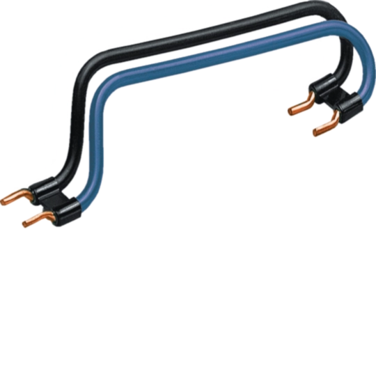 KC225 - Verbindungsbrücke Hager 2L 10mm² L/N DIN-Schienenabstand 125mm schwarz/blau