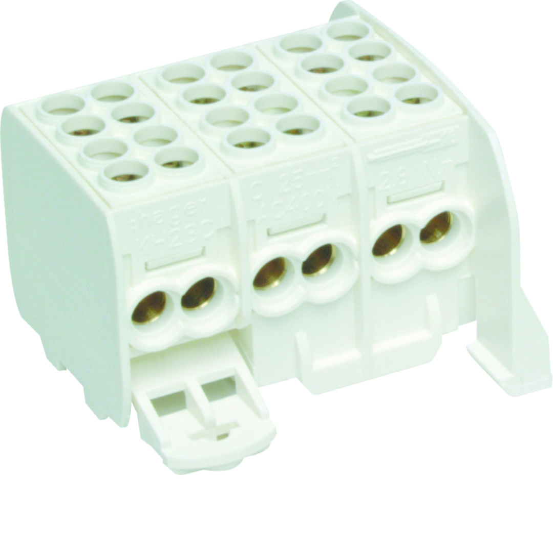 Főáramköri leágazókapocs 3P 80A csavaros 2csatl./16mm2 2csatl./25mm2 csavar UniversZ Hager