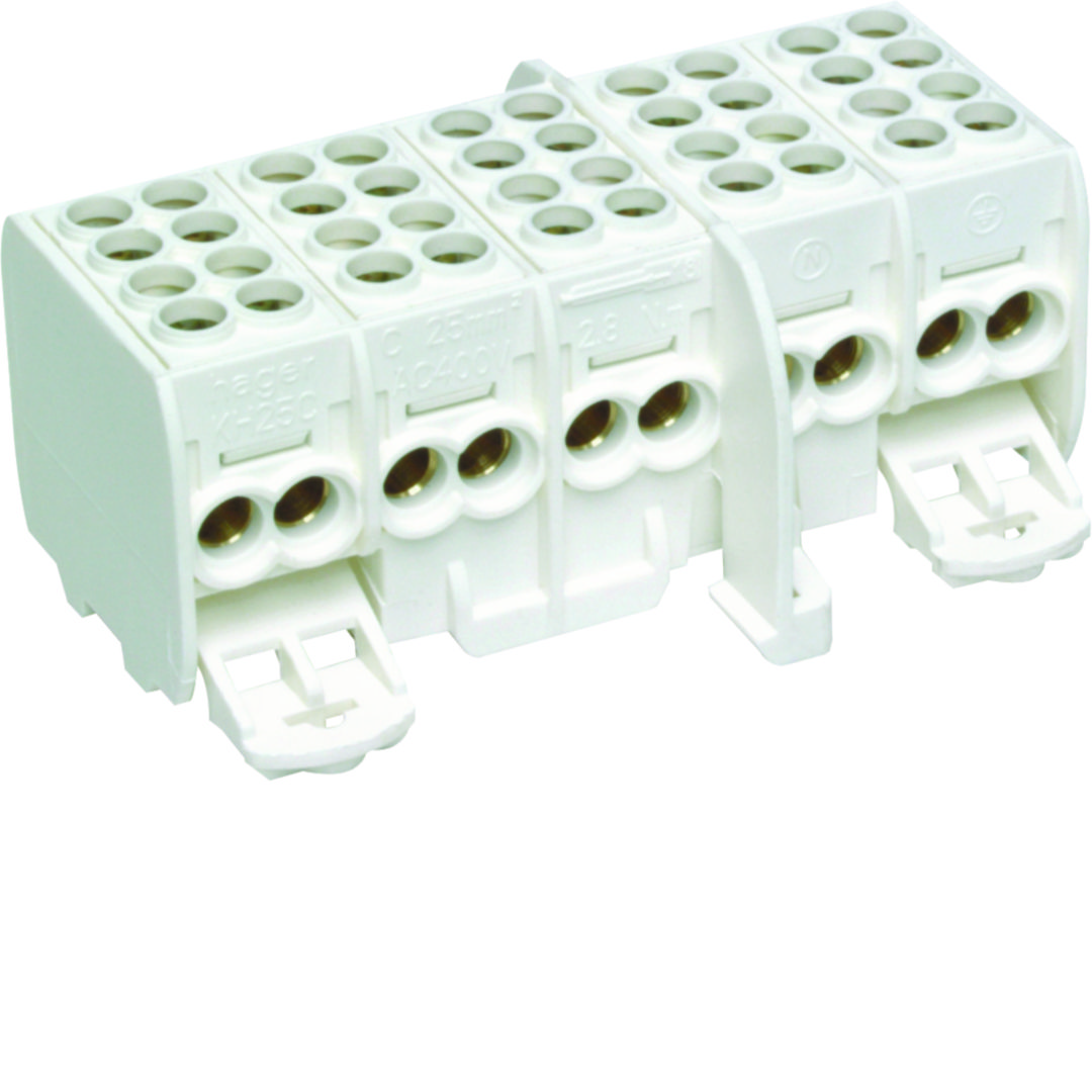 Főáramköri leágazókapocs 5P 80A csavaros 2csatl./16mm2 2csatl./25mm2 csavar UniversZ Hager