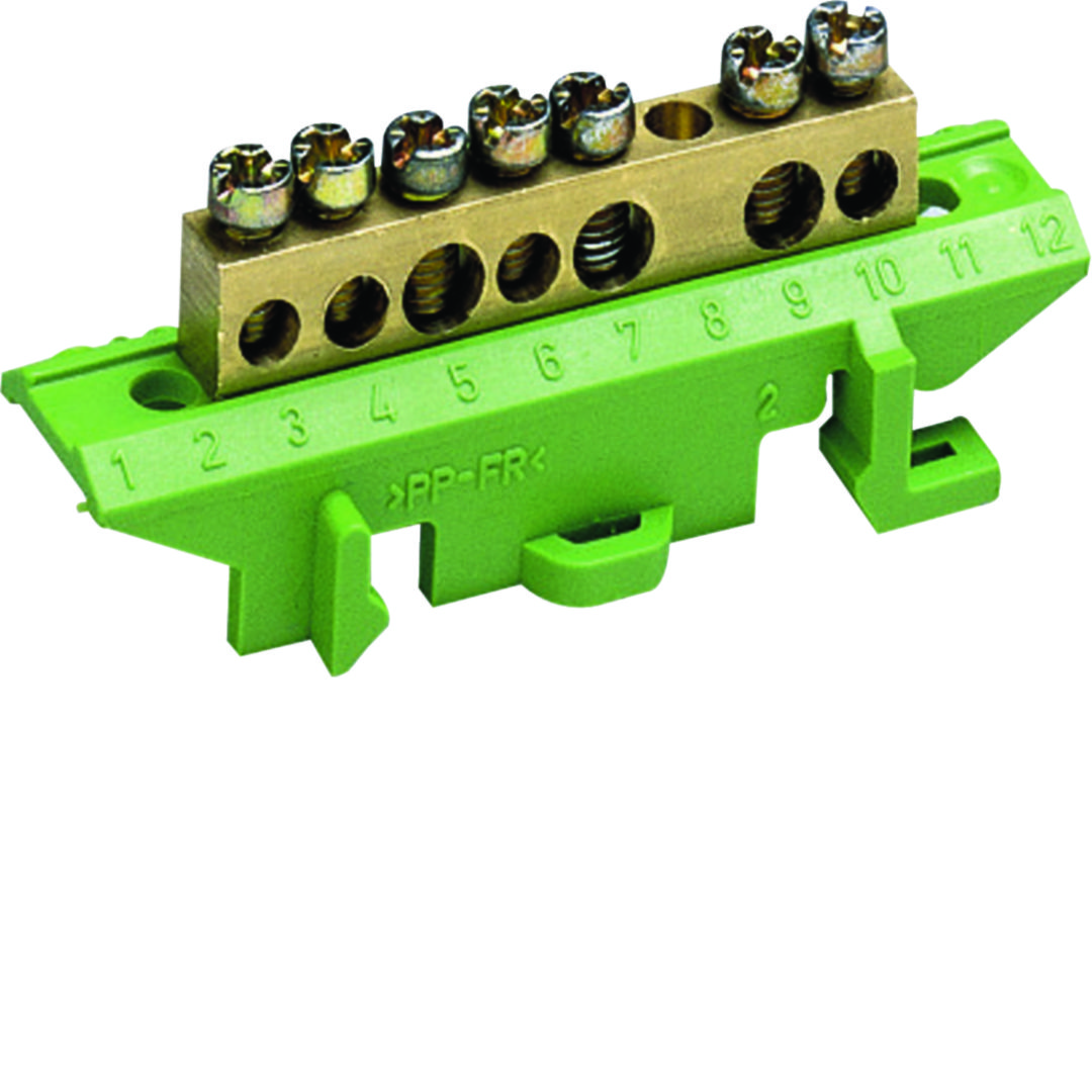 PE-kapocsblokk zöld-sárga 60A csavaros 4csatl./10mm2 3csatl./16mm2 KM Hager