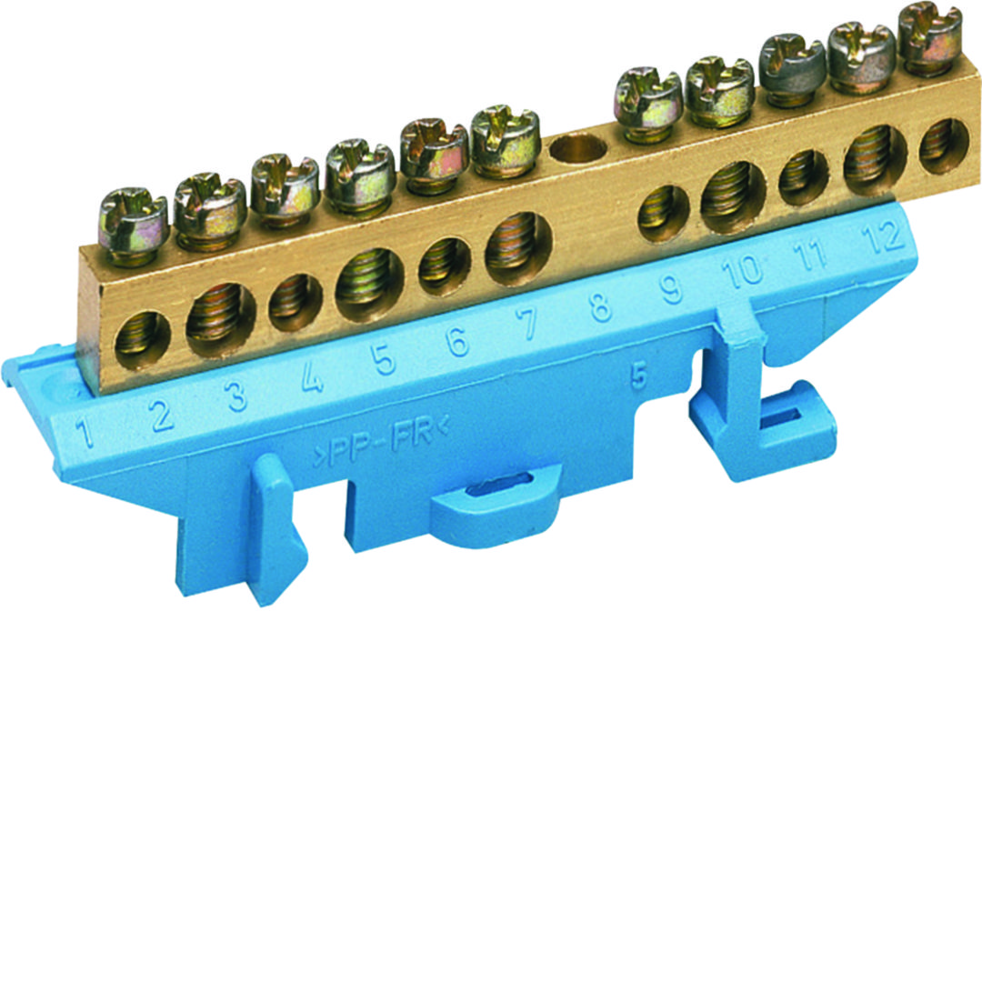 N-kapocsblokk kék 60A csavaros 6csatl./10mm2 5csatl./16mm2 KM Hager
