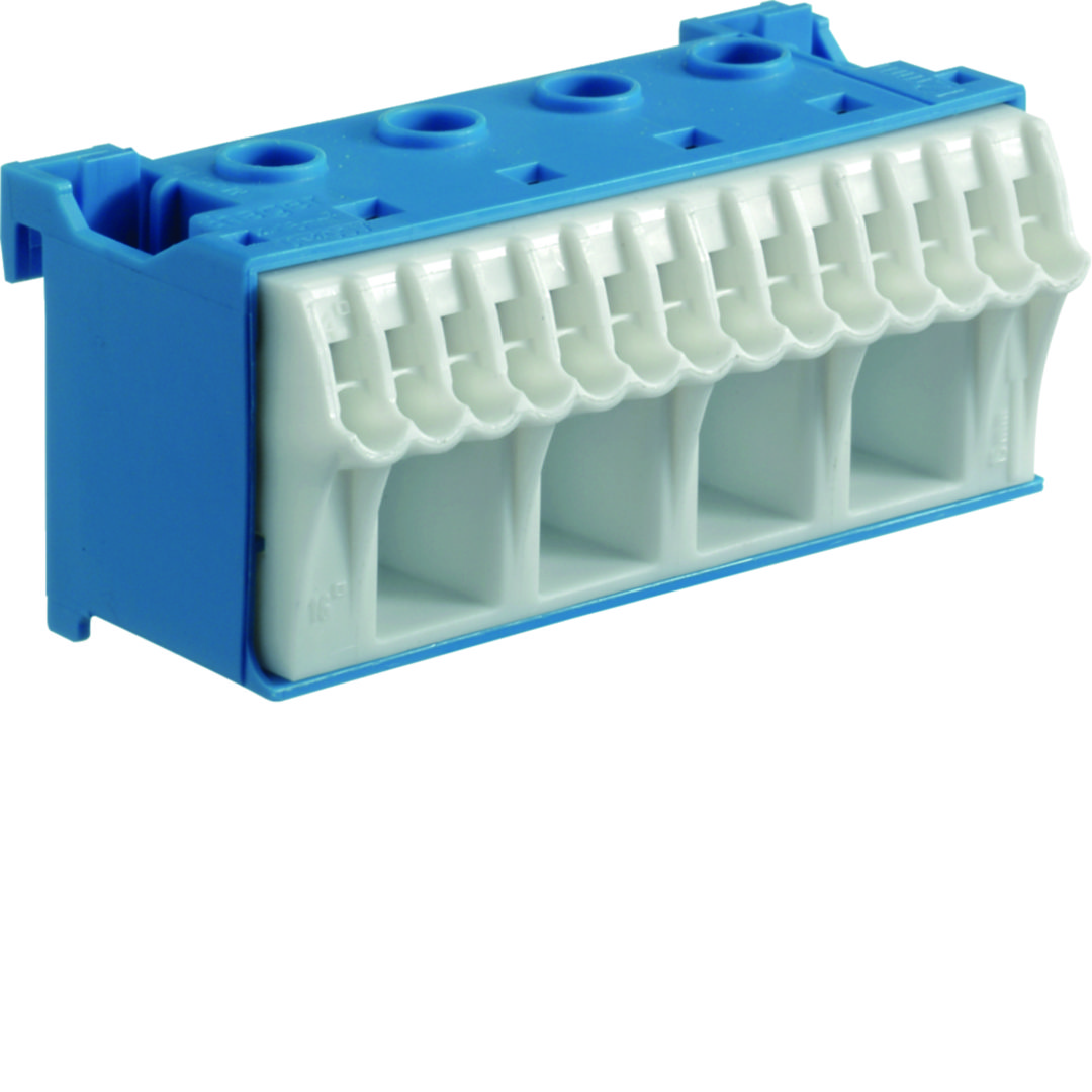N-kapocsblokk QuickConnenct kék 1P 63A csavarmentes 14csatl./<6mm2 4csatl./25mm2 KN Hager