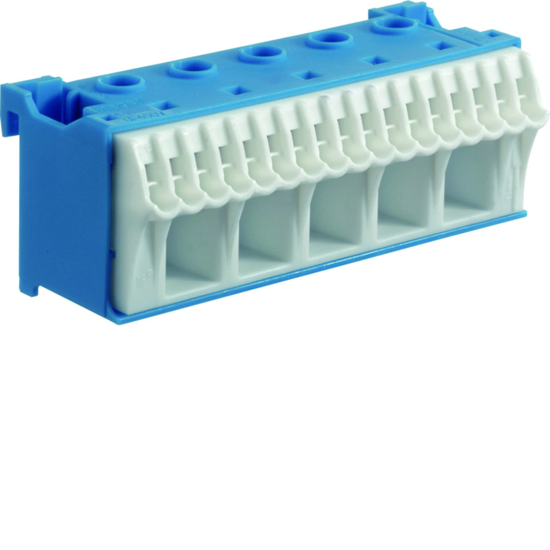 N-kapocsblokk QuickConnenct kék 1P 63A csavarmentes 17csatl./<6mm2 5csatl./25mm2 KN Hager