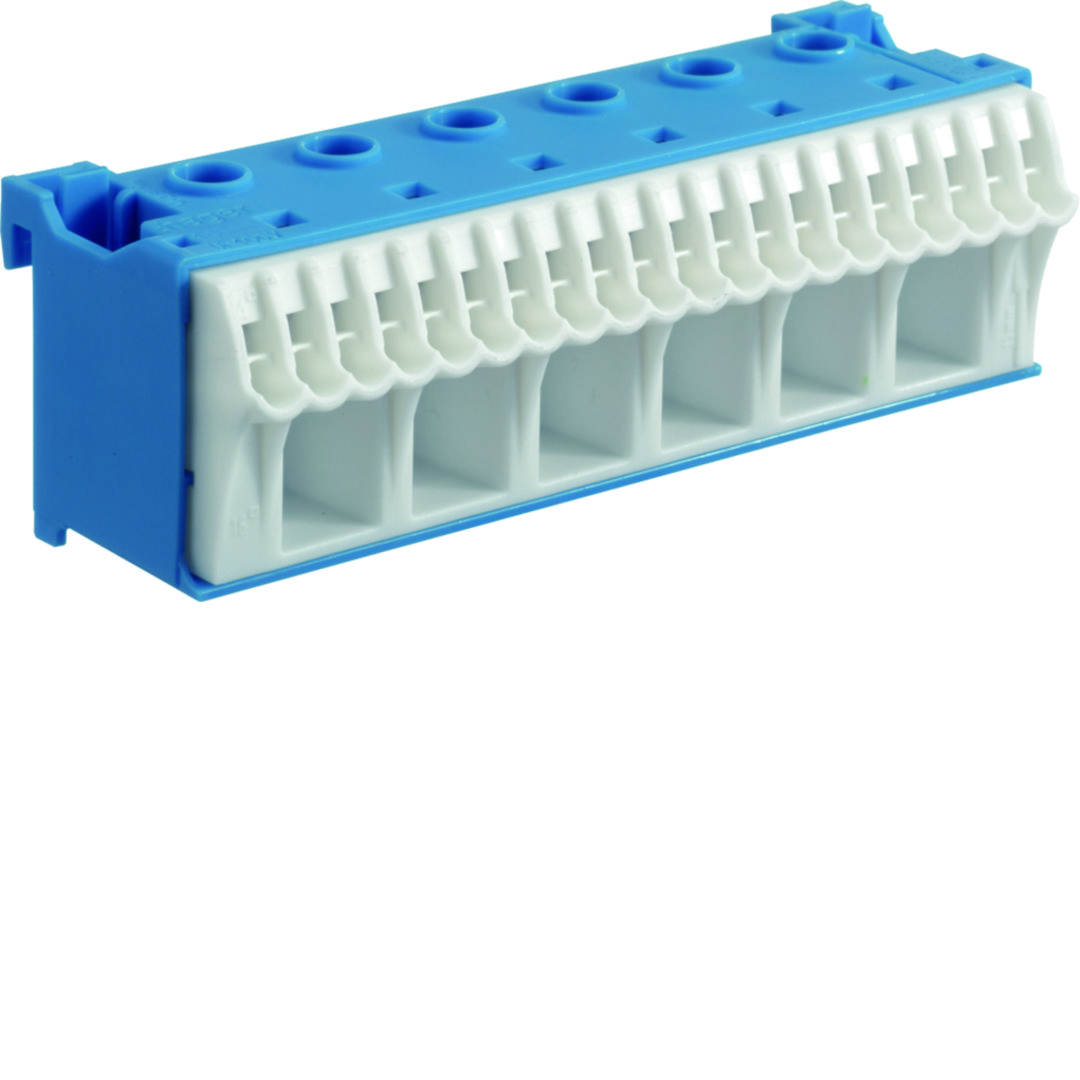 N-kapocsblokk QuickConnenct kék 1P 63A csavarmentes 20csatl./<6mm2 6csatl./25mm2 KN Hager